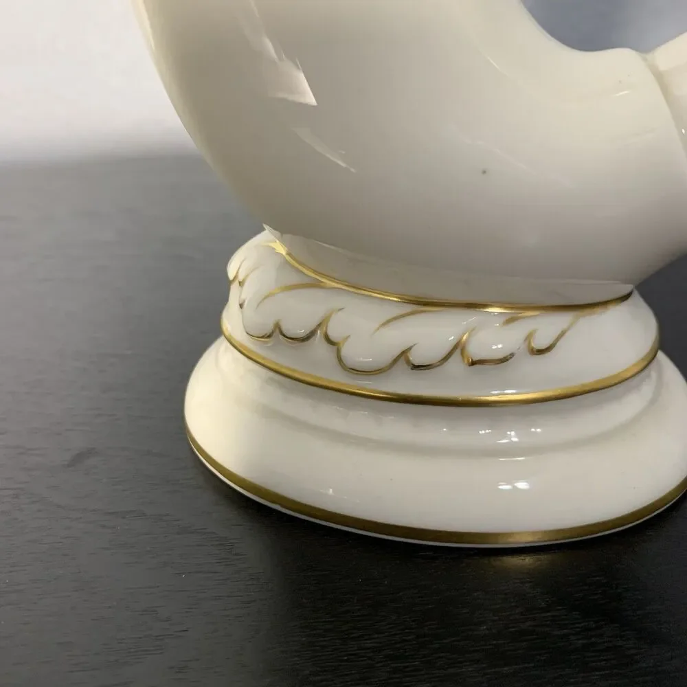 Lenox Cornucopia Horn of Plenty Vase Green Mark Gold Trim Vintage Before 1953